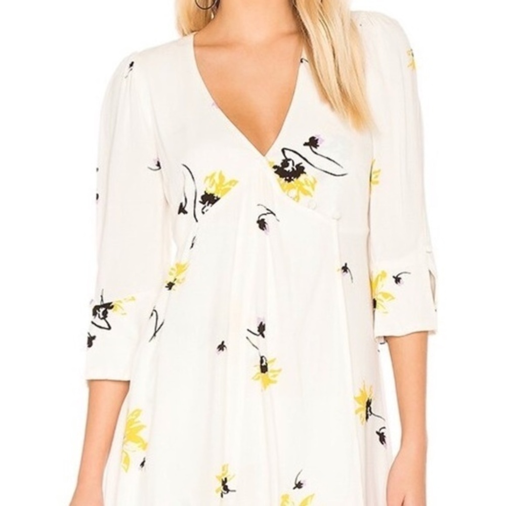 Free People Dress Womens Size Medium Time on My Side Mini Floral V-neck Boho